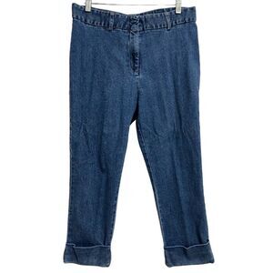St. John's Bay Cropped Jeans Women's Size 12M Blue Denim Cuffed Hems Summer